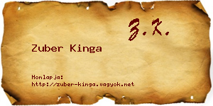 Zuber Kinga névjegykártya